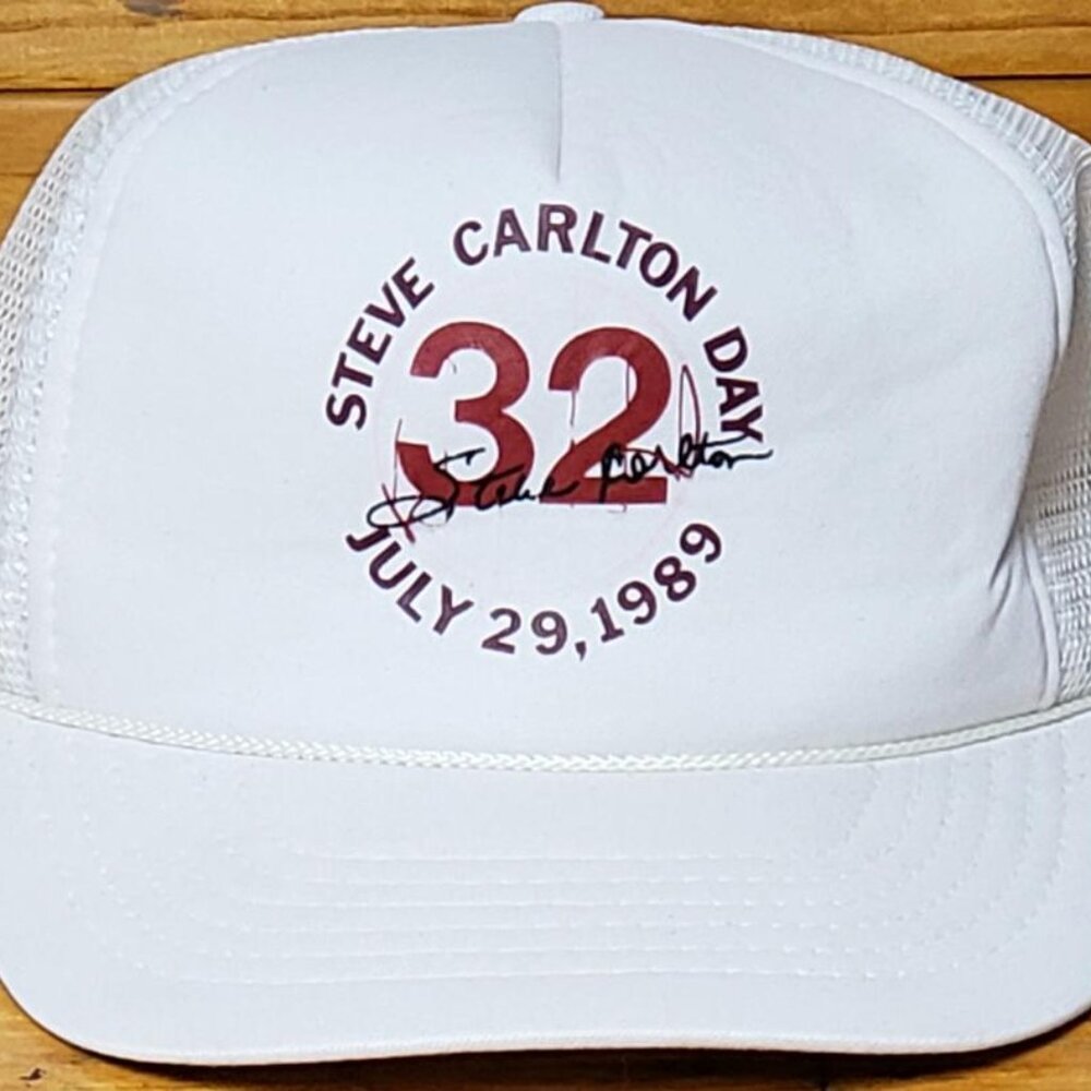 VINTAGE NEW SGA STEVE CARLTON DAY 32 JULY 29 1989 MESH BACK SNAP "LEFTY"